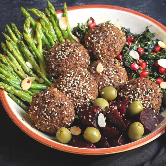 Simple Baked Red Rice Falafels