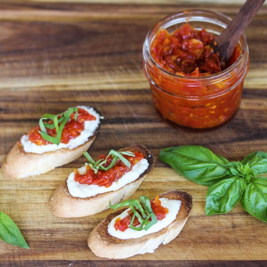 Tomato Jam and Goat Cheese Crostini