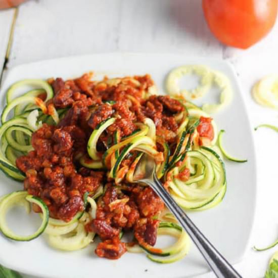 Red Bean Lentil Zucchini Spaghetti