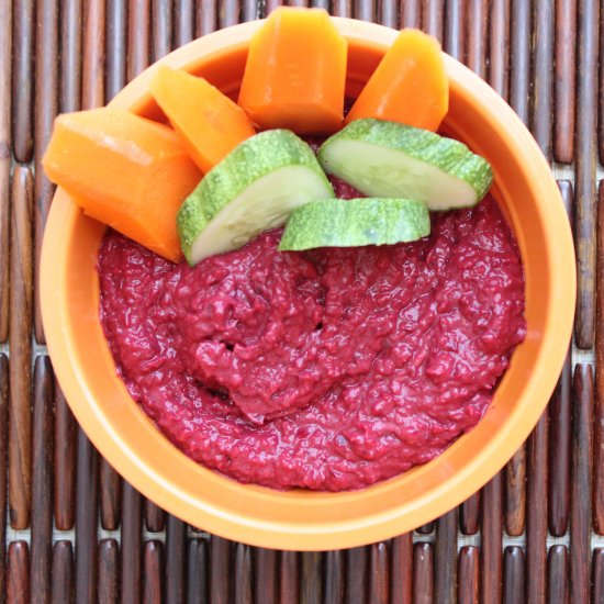 Beetvocado Hummus and Crudites