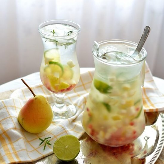 Pear and pomegranate lemonade