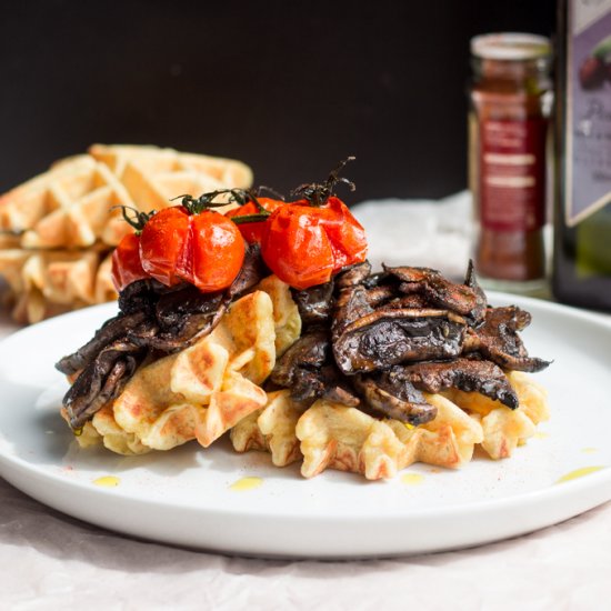 Quinoa Waffles and Roasted Mushroom