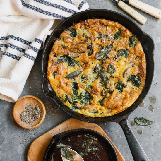 Mushroom spinach cheddar frittata