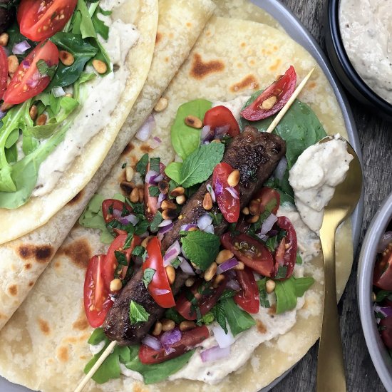 Lamb Kofta Wraps & Eggplant Yoghurt