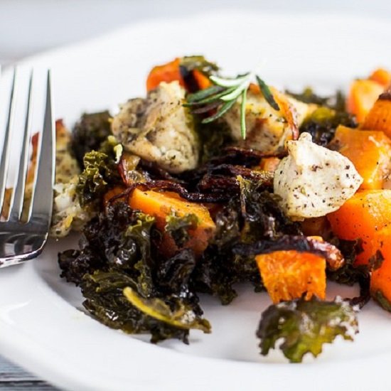 Chicken, Kale & Sweet Potato Bake