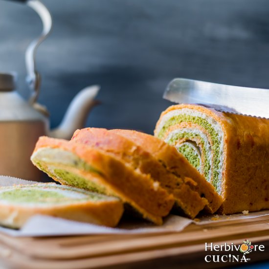 Vegetable Tricolor Swirl Bread