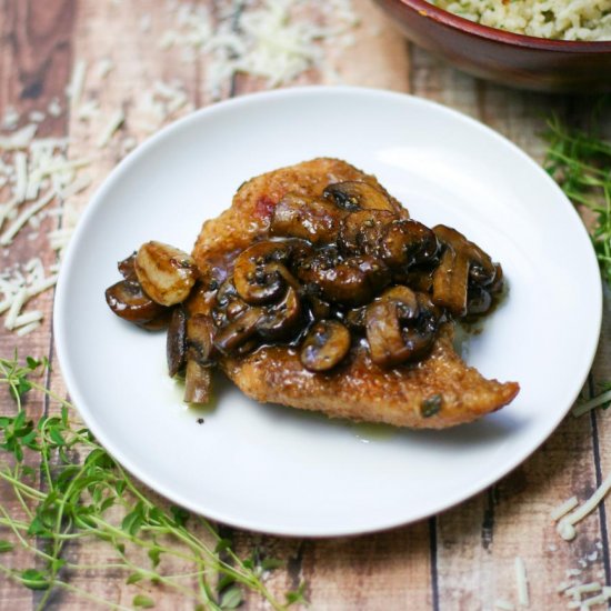 Pan Seared Chicken Breasts with Balsamic Mushrooms