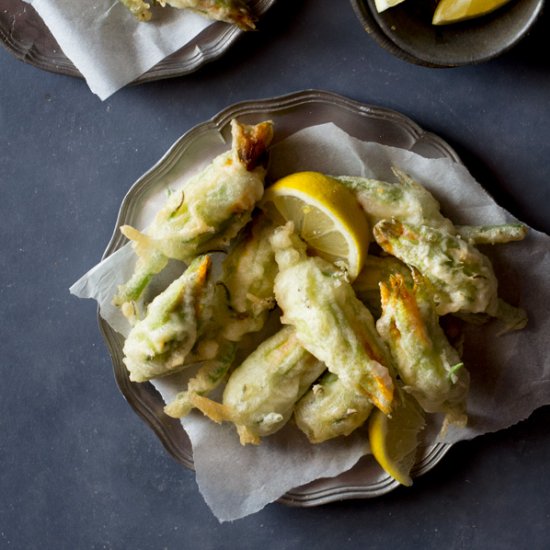 Stuffed zucchini flowers