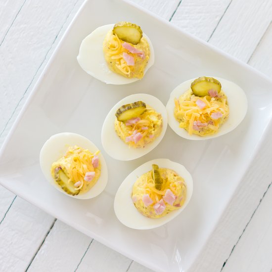 Ham & Cheese Deviled Eggs