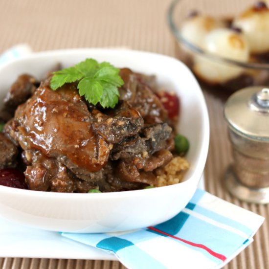 Chicken Livers Bourguignonne