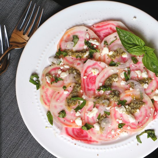 Chioggia Beet Caprese Salad