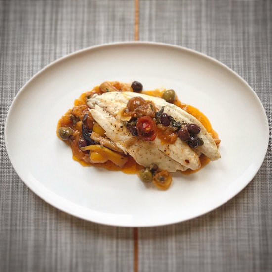 Roasted Sea Bass with Caponata