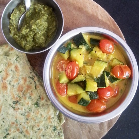 Zucchini Cherry Tomato with Mustard Curry