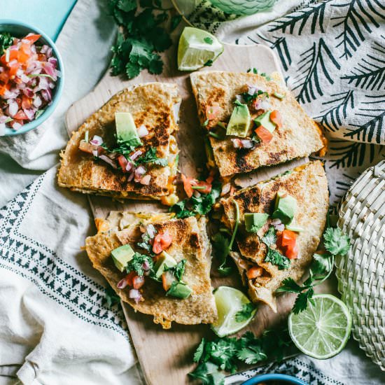 Cheesy Chicken Avocado Quesadillas