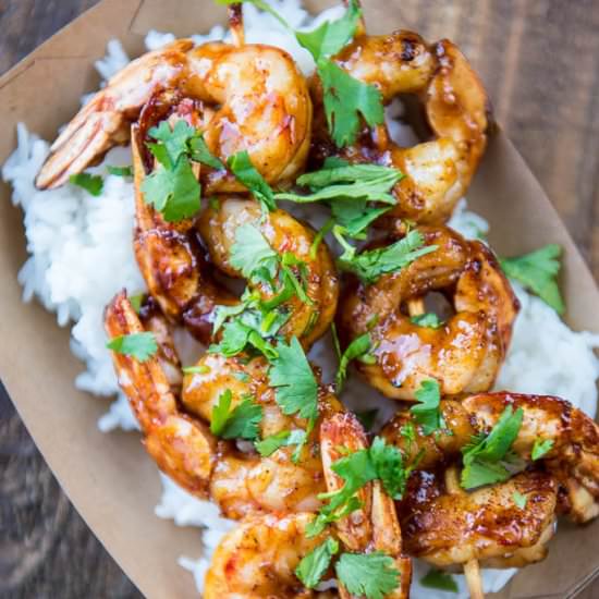 Raspberry Chipotle Shrimp Skewers