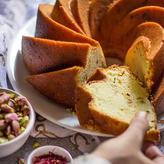 Saffron Pistachio Pound Cake