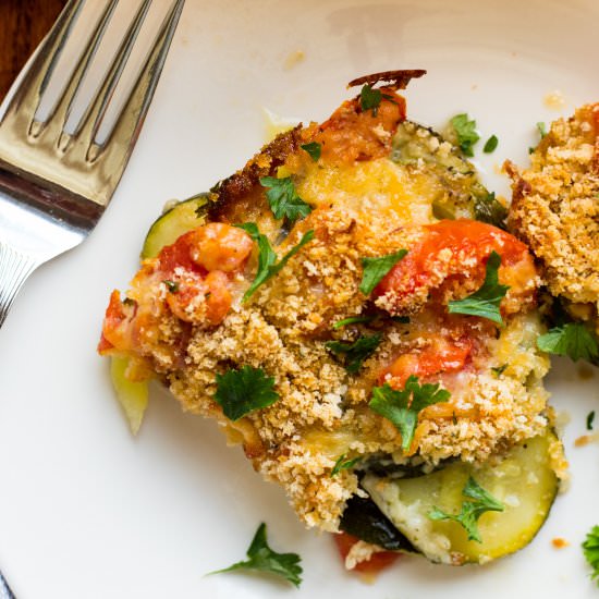 Tomato Zucchini Mozzarella Bake