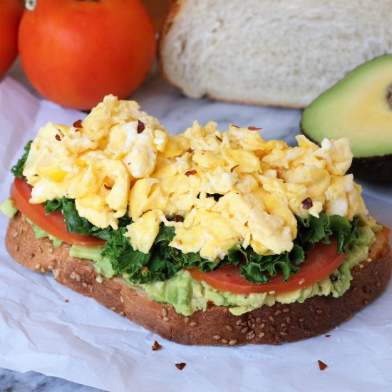 Avocado Toast with Eggs and Kale