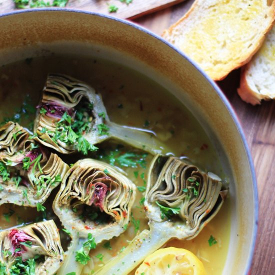 Braised Artichokes in Wine