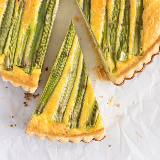 Asparagus, Chevre and Onion Quiche