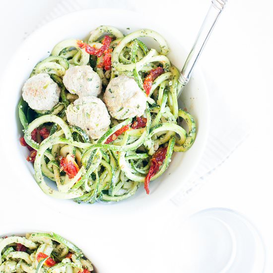 Pesto Zucchini Noodle Bowls