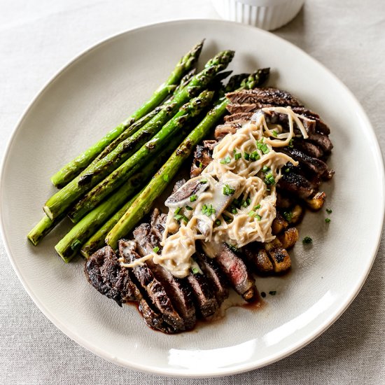 Steak in Mushroom Miso Sauce