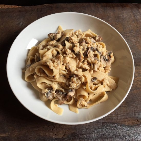 Tagliatelle with Tempeh & Mushrooms