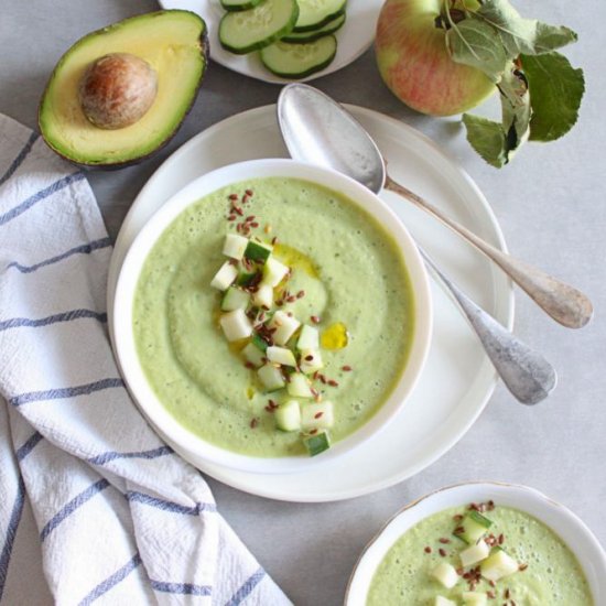 Avocado cucumber apple cold soup