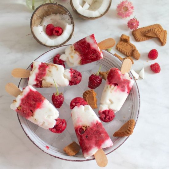 Raspberry coconut vegan popsicles