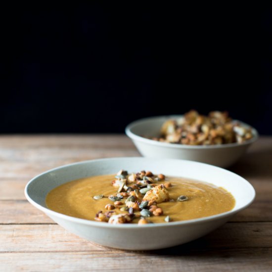 Roasted Cauliflower Soup + Topping