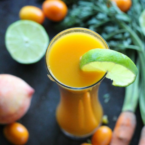 Kumquat, Carrot, and Peach Juice