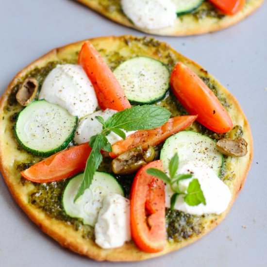 Pesto Ricotta Tomato Flatbread