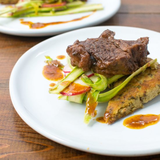 SHORT RIBS + SALAD & FRIED POLENTA