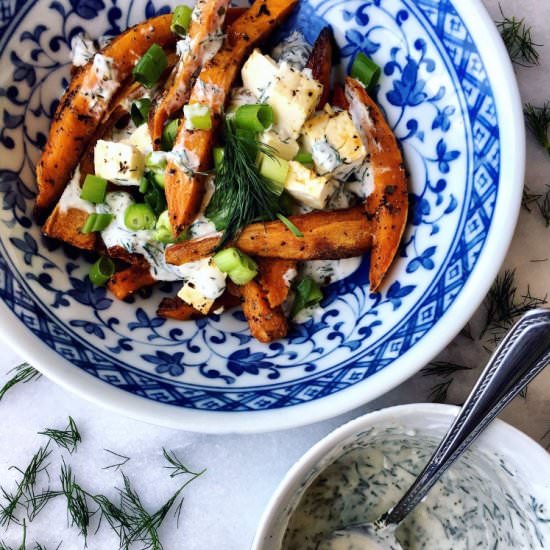 Greek Sweet Potato “Poutine”