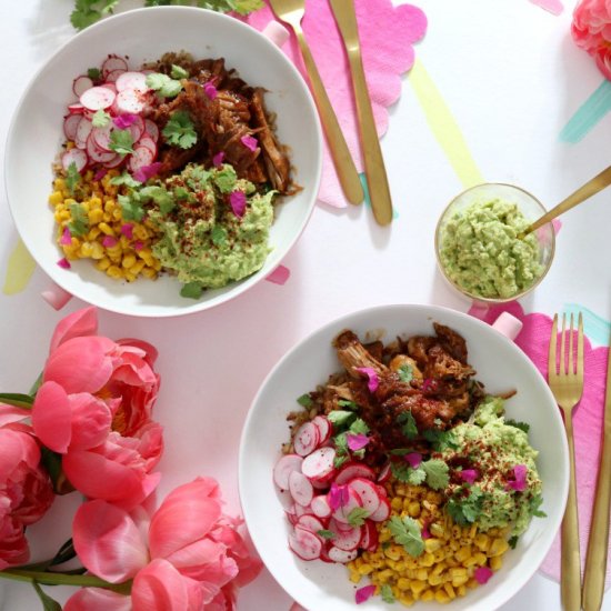 Spicy Pulled Pork Mexican Bowls