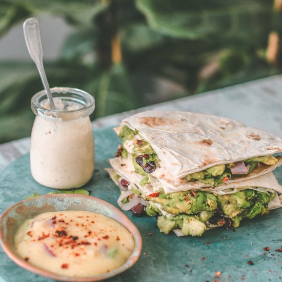 VEGAN AVOCADO QUESADILLAS