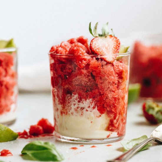 Strawberry Basil Granita