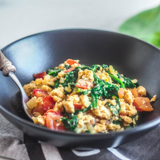 spinach-fortified scrambled eggs