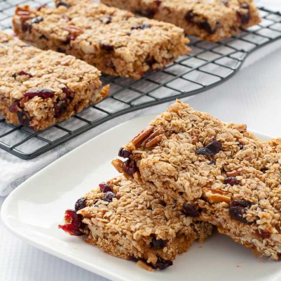 Chewy Cranberry Pecan Oat Bars