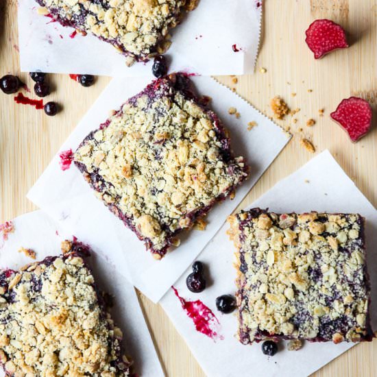 Rhubarb Blueberry Oatmeal Bars