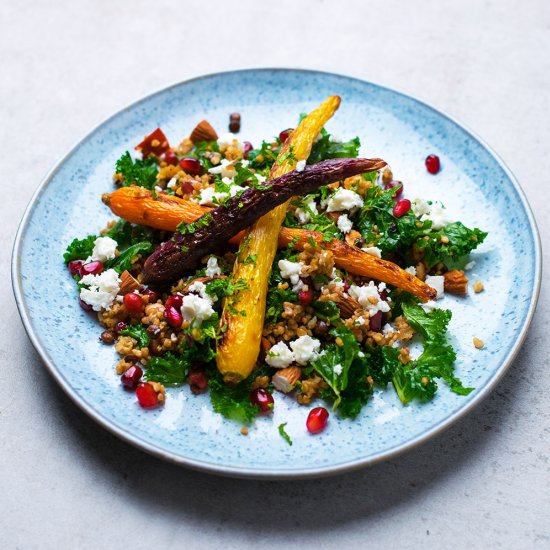 Kale Salad with Roasted Carrots