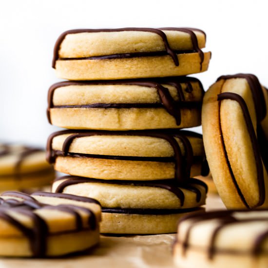 Striped Fudge Cookie Sandwiches