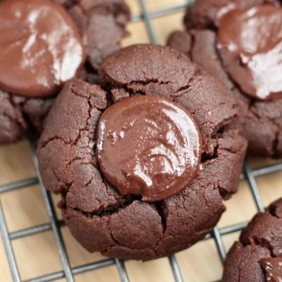 Chocolate Tahini Thumbprint Cookies