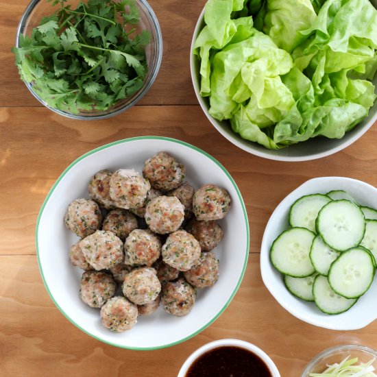 Ginger Pork Meatball Lettuce Wraps