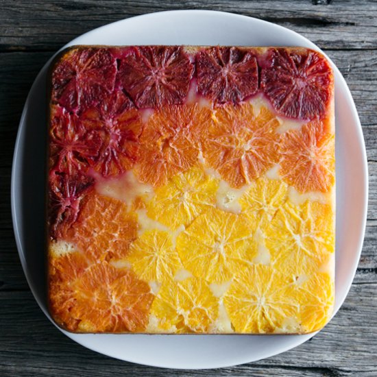 Upside Down Ombré Orange Cake