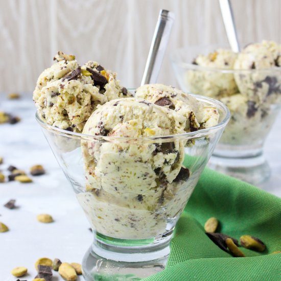 No-Churn Pistachio Chip Ice Cream