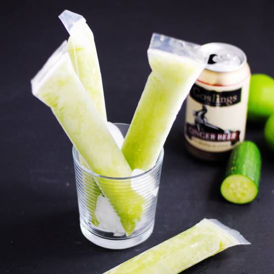 Cucumber Moscow mule popsicles