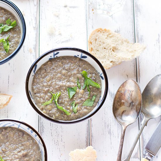 Spiced Coconut & Green Lentil Soup