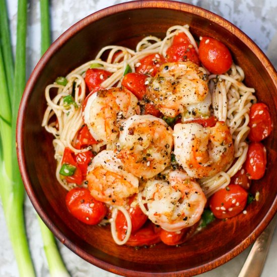 Miso Soba Noodles with Shrimp