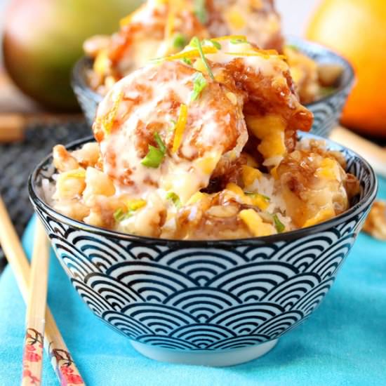 Mango & Orange Honey Walnut Shrimp